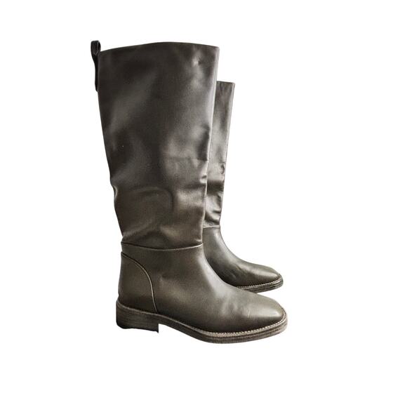 Free People NWT WTF Townes Fold Down Boot In Bitter Olive Size 38.5 Leather - Picture 1 of 8